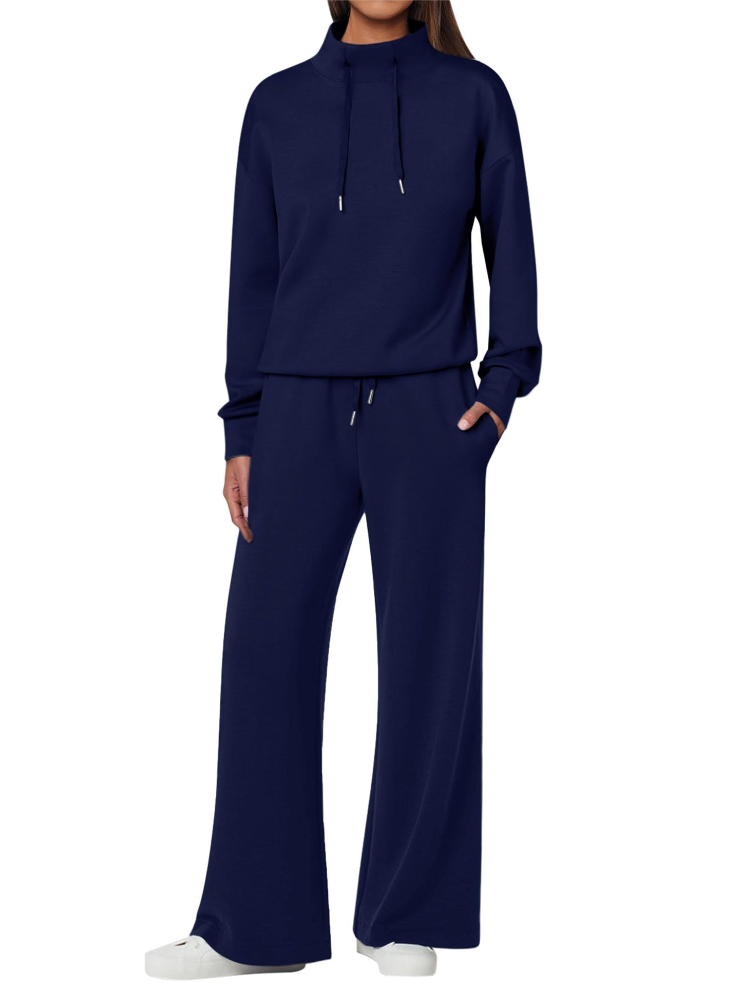 NOVITÀ 🔥 Completo da donna in cotone due pezzi con felpa oversize con coulisse e pantaloni della tuta a gamba larga, set casual