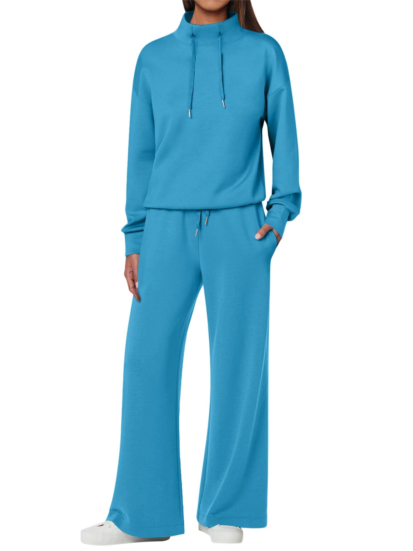 NOVITÀ 🔥 Completo da donna in cotone due pezzi con felpa oversize con coulisse e pantaloni della tuta a gamba larga, set casual
