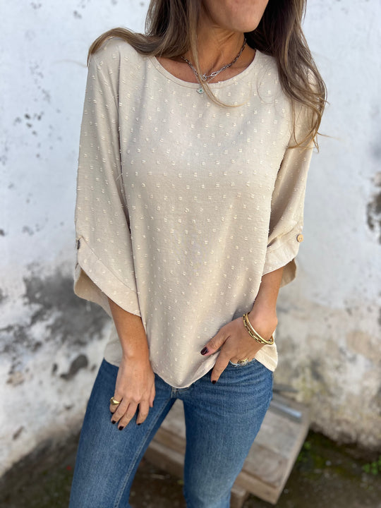 SVENDITA TOTALE🔥 Camicia casual con scollo rotondo e polsini grandi ricamati