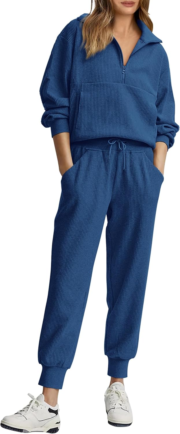 NOVITÀ 🔥 Completo casual due pezzi da donna in cotone: felpa oversize con coulisse e pantaloni della tuta a gamba larga