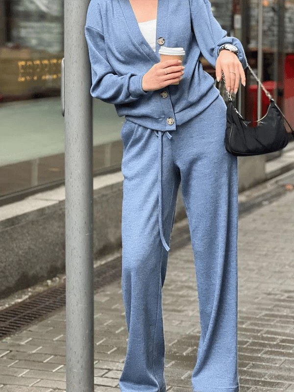 Women's Buttoned Jacket and Pants Two-piece Set (Buy 2 Free Shipping)
