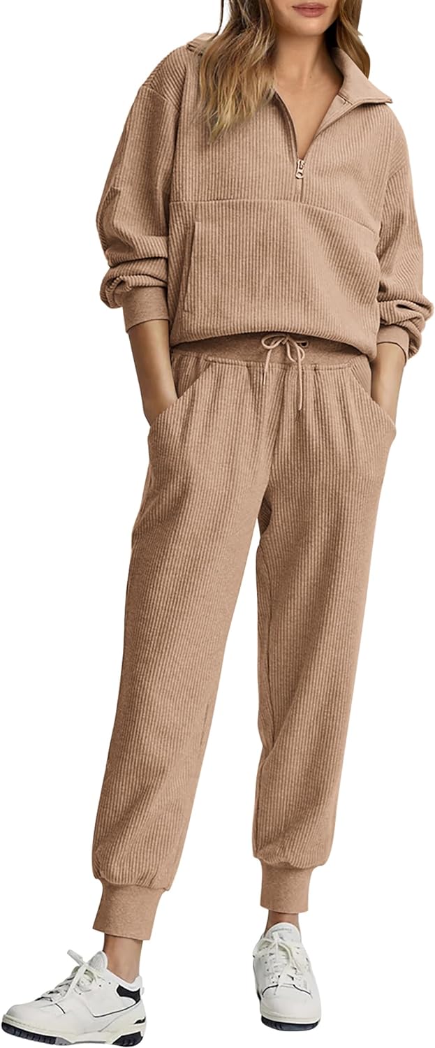NOVITÀ 🔥 Completo casual due pezzi da donna in cotone: felpa oversize con coulisse e pantaloni della tuta a gamba larga