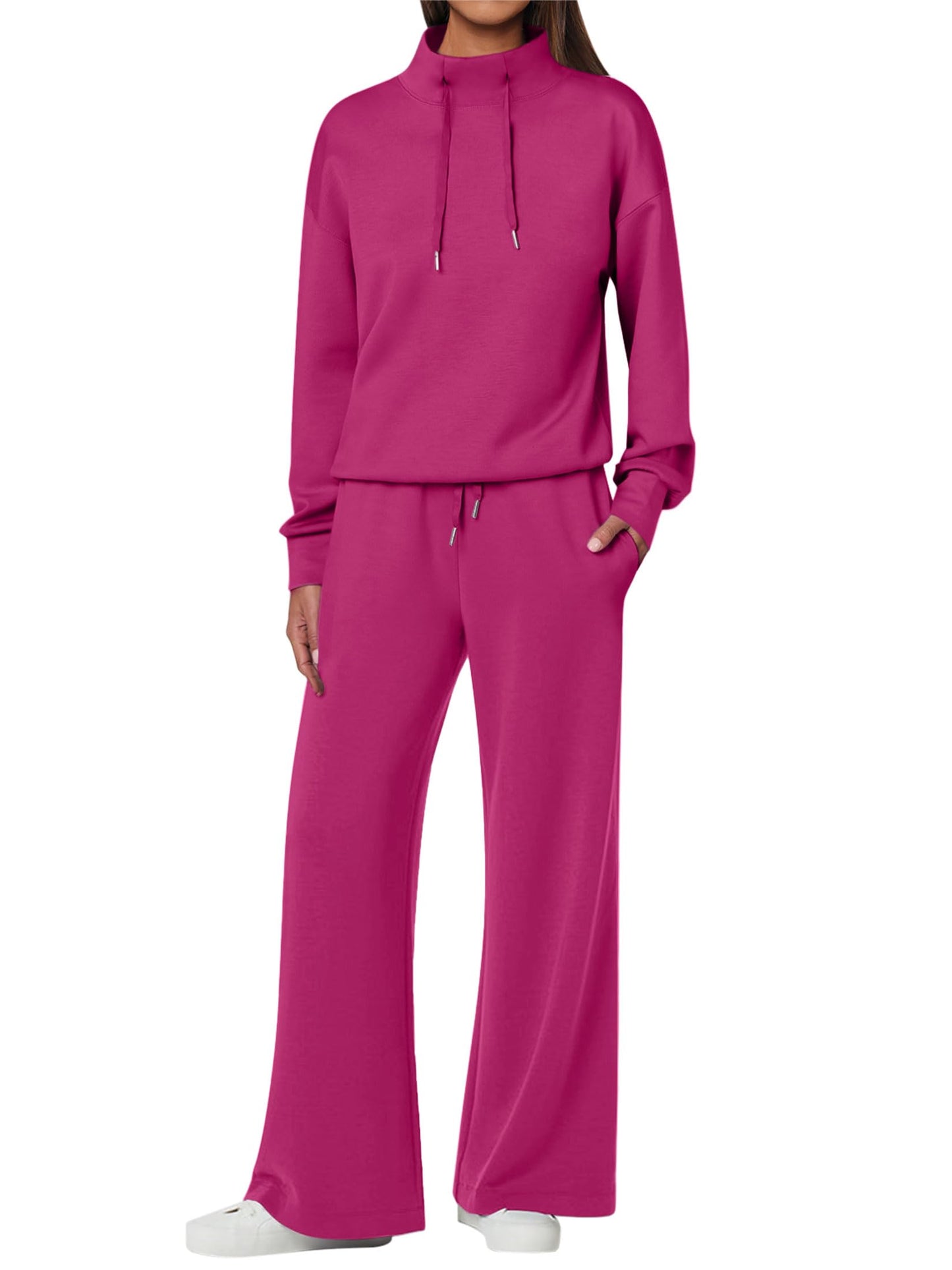 NOVITÀ 🔥 Completo da donna in cotone due pezzi con felpa oversize con coulisse e pantaloni della tuta a gamba larga, set casual