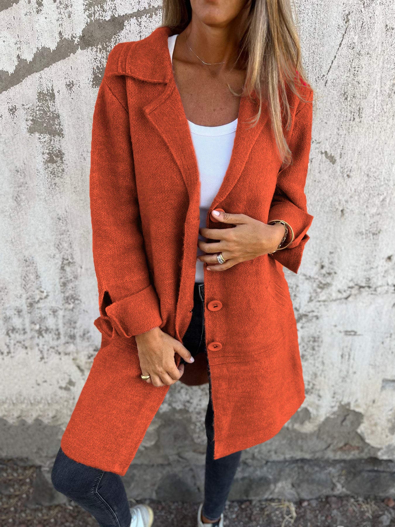 CLEARANCE SALE🔥 Casual Lapel Wool Single Breasted Long Coat- 48% OFF