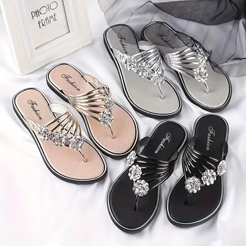 🔥ULTIMO GIORNO 50% DI SCONTO - Infradito da donna con motivo floreale, punta aperta, antiscivolo, alla moda