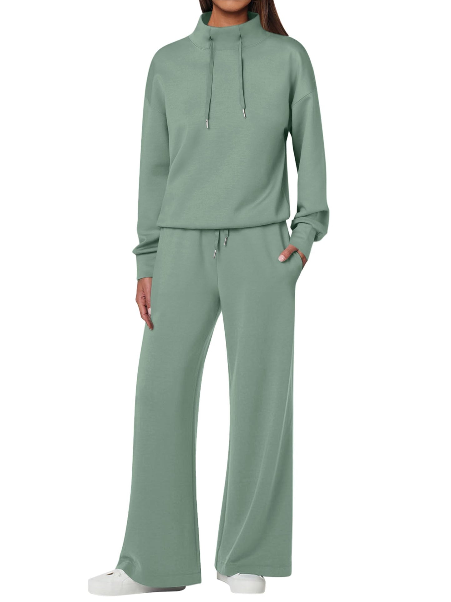 NOVITÀ 🔥 Completo da donna in cotone due pezzi con felpa oversize con coulisse e pantaloni della tuta a gamba larga, set casual