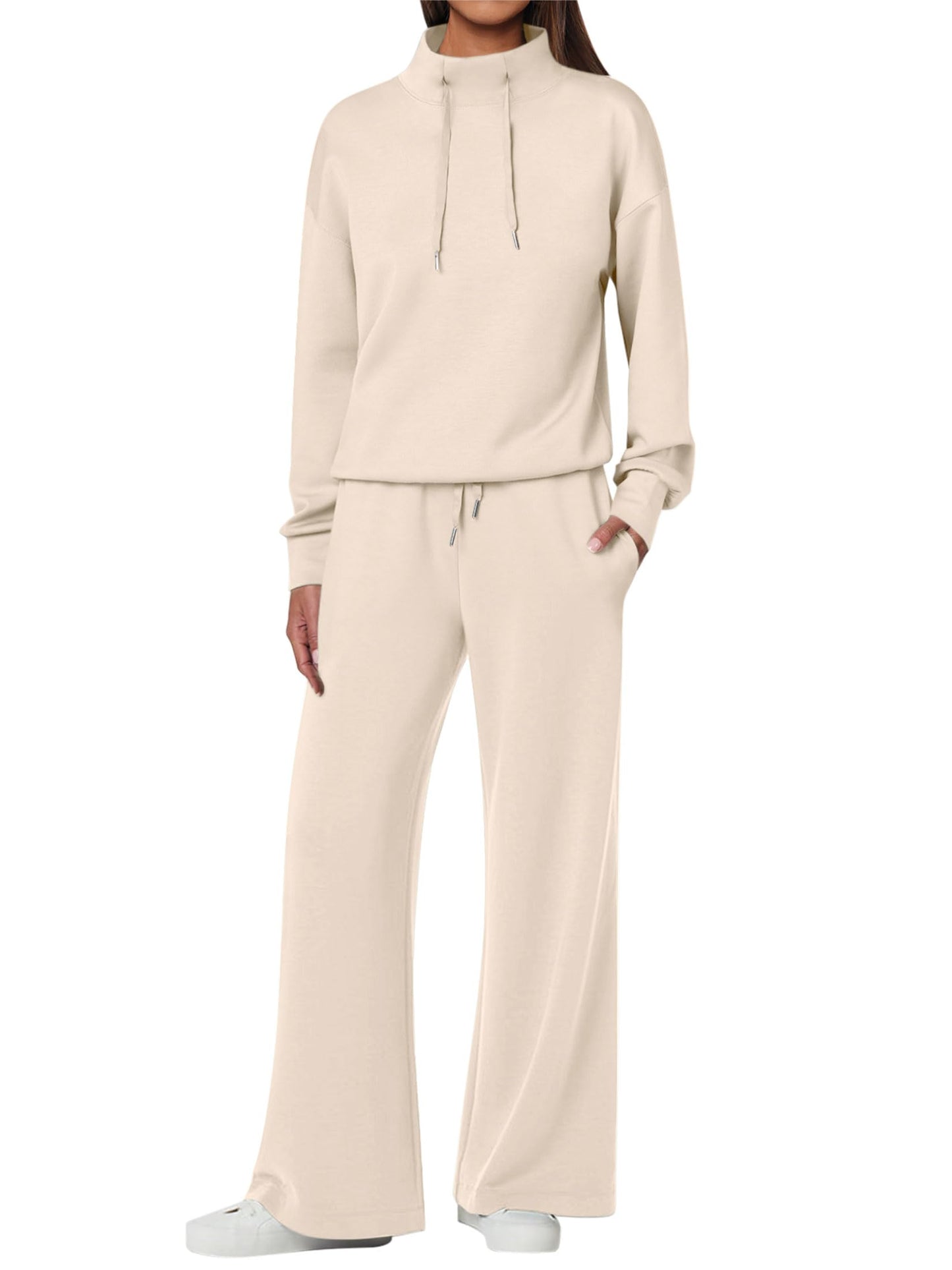 NOVITÀ 🔥 Completo da donna in cotone due pezzi con felpa oversize con coulisse e pantaloni della tuta a gamba larga, set casual