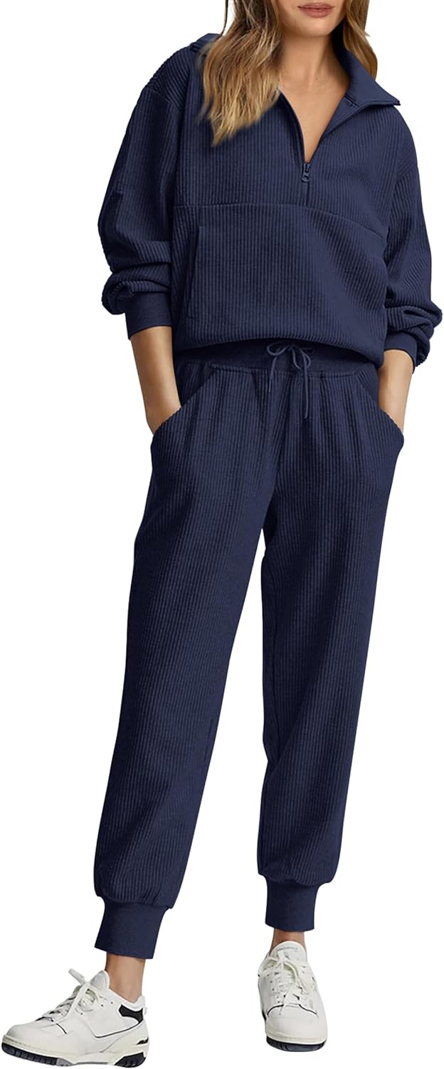 NOVITÀ 🔥 Completo casual due pezzi da donna in cotone: felpa oversize con coulisse e pantaloni della tuta a gamba larga