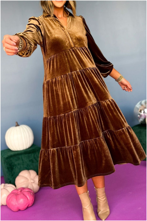Vestito di velluto scollo a V