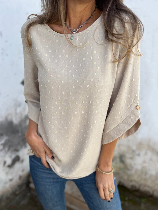 SVENDITA TOTALE🔥 Camicia casual con scollo rotondo e polsini grandi ricamati