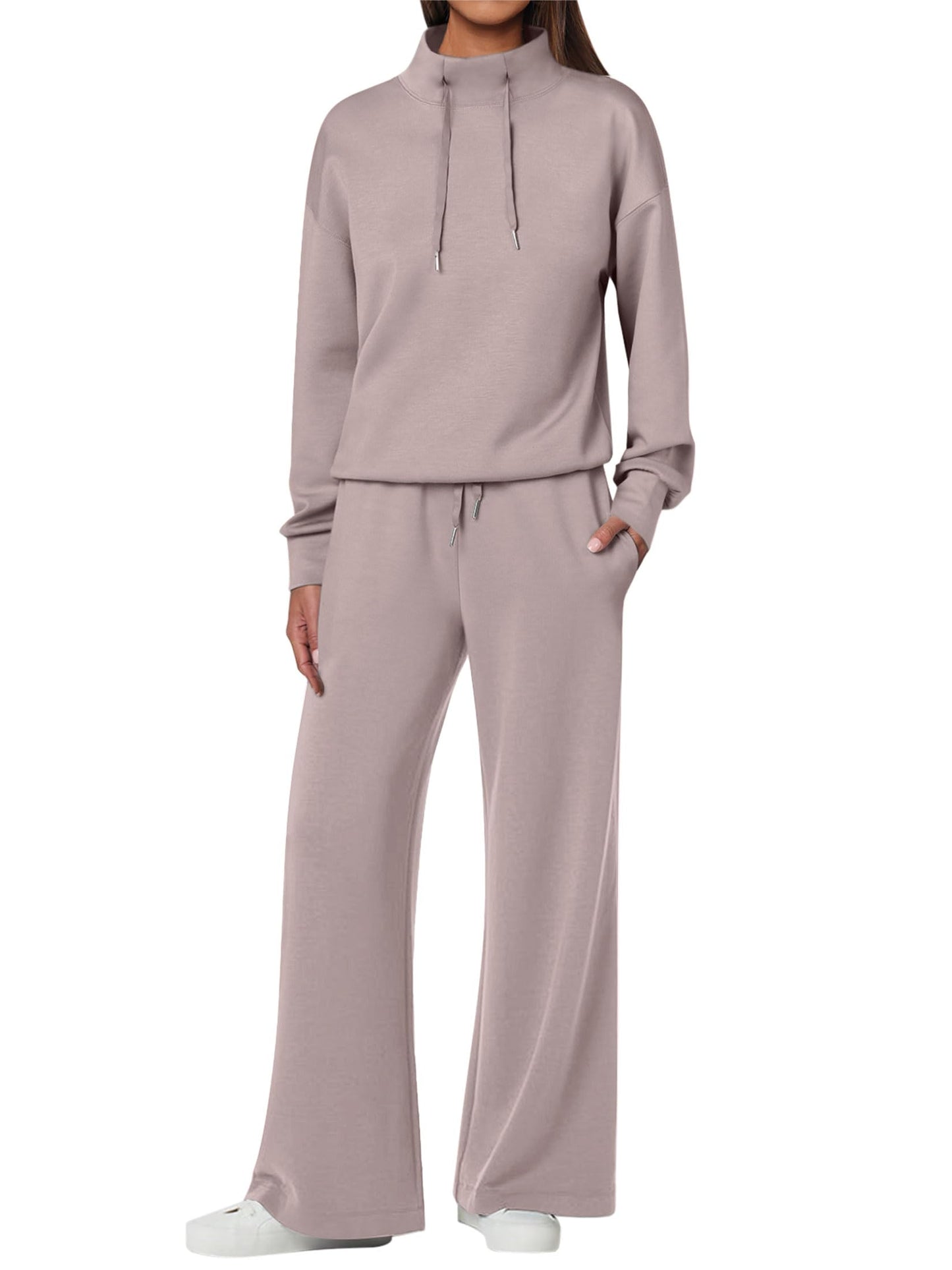 NOVITÀ 🔥 Completo da donna in cotone due pezzi con felpa oversize con coulisse e pantaloni della tuta a gamba larga, set casual