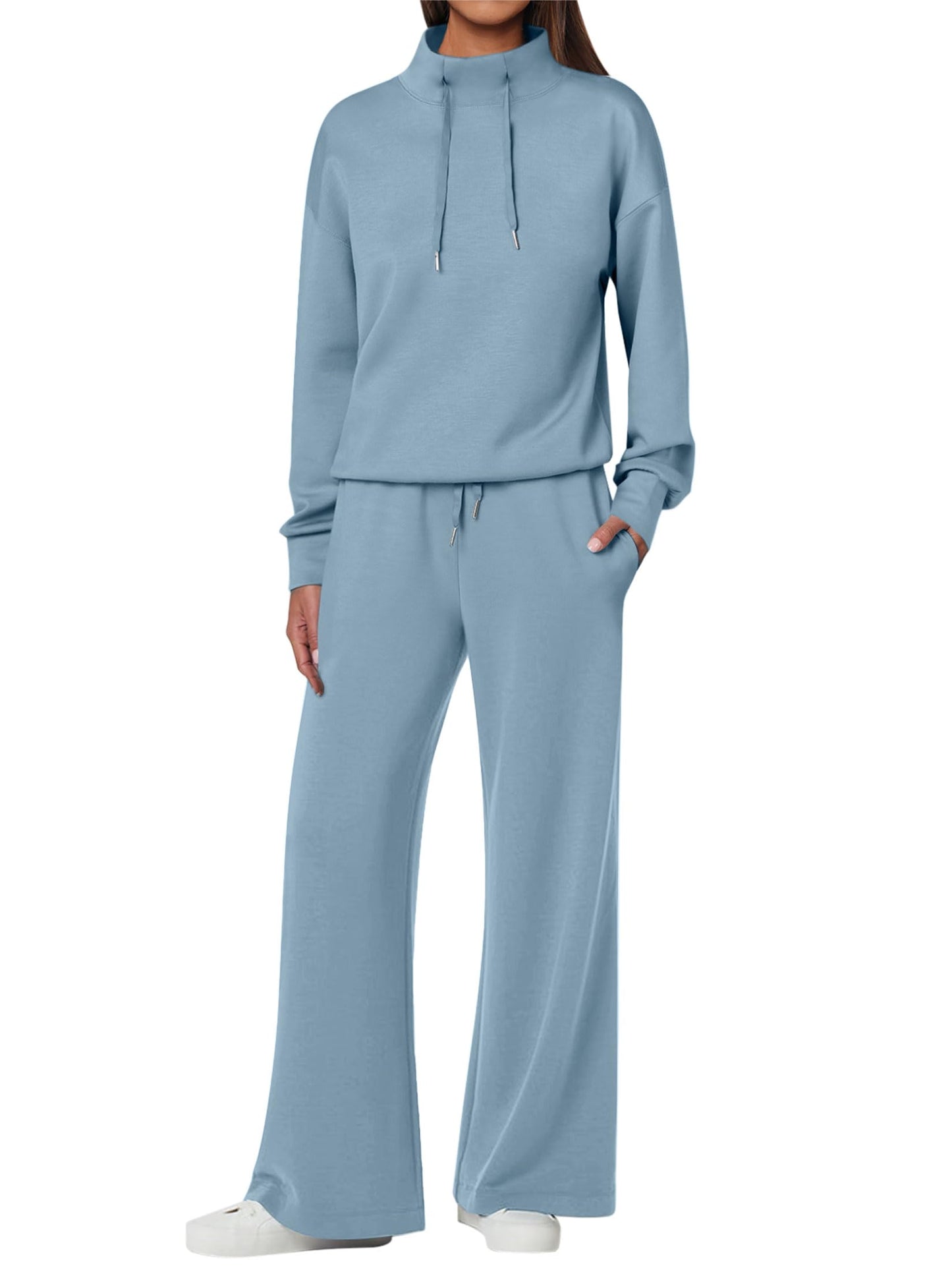 NOVITÀ 🔥 Completo da donna in cotone due pezzi con felpa oversize con coulisse e pantaloni della tuta a gamba larga, set casual