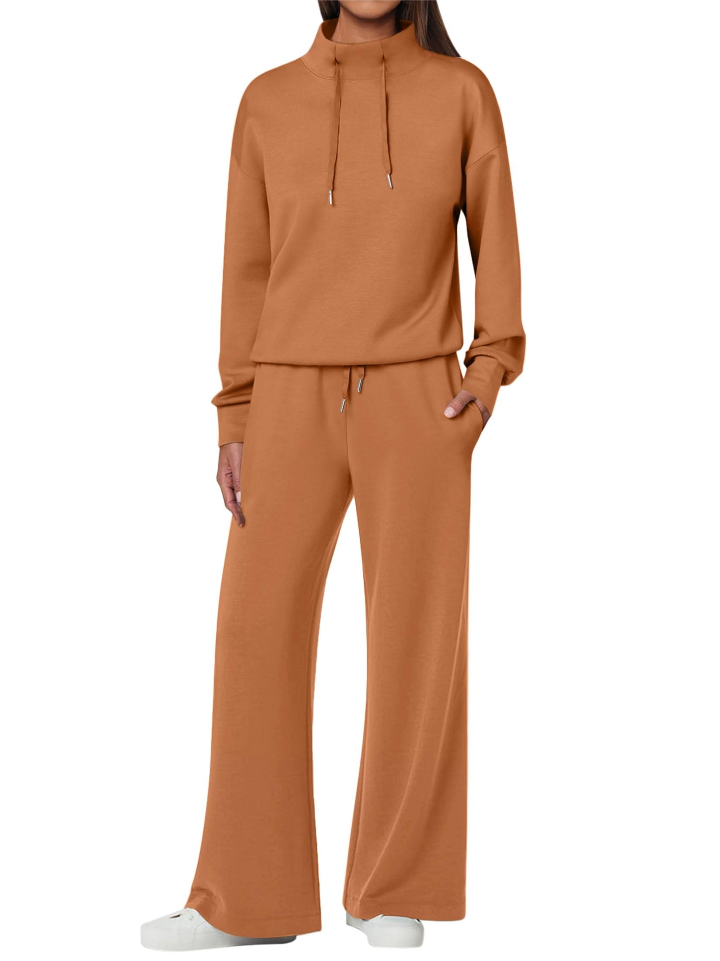 NOVITÀ 🔥 Completo da donna in cotone due pezzi con felpa oversize con coulisse e pantaloni della tuta a gamba larga, set casual