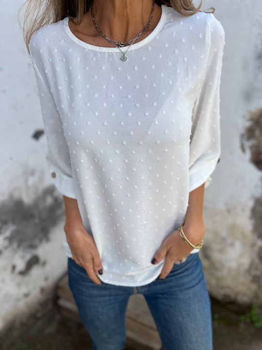 SVENDITA TOTALE🔥 Camicia casual con scollo rotondo e polsini grandi ricamati