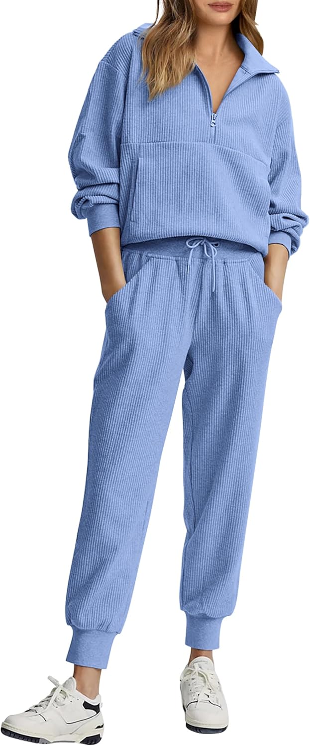 NOVITÀ 🔥 Completo casual due pezzi da donna in cotone: felpa oversize con coulisse e pantaloni della tuta a gamba larga