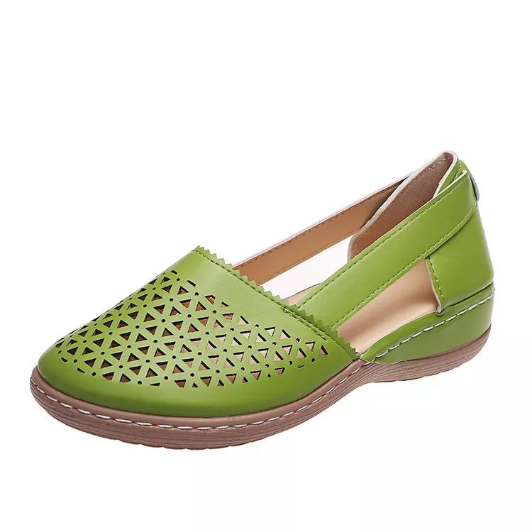 Sandali Estivi Donna Ortopedici con Zeppa e Intaglio in PU Stile Vintage