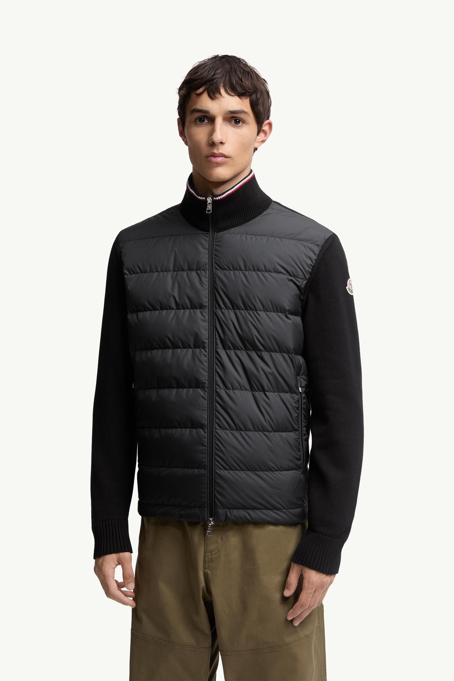 Padded Zip-Up Cotton Cardigan