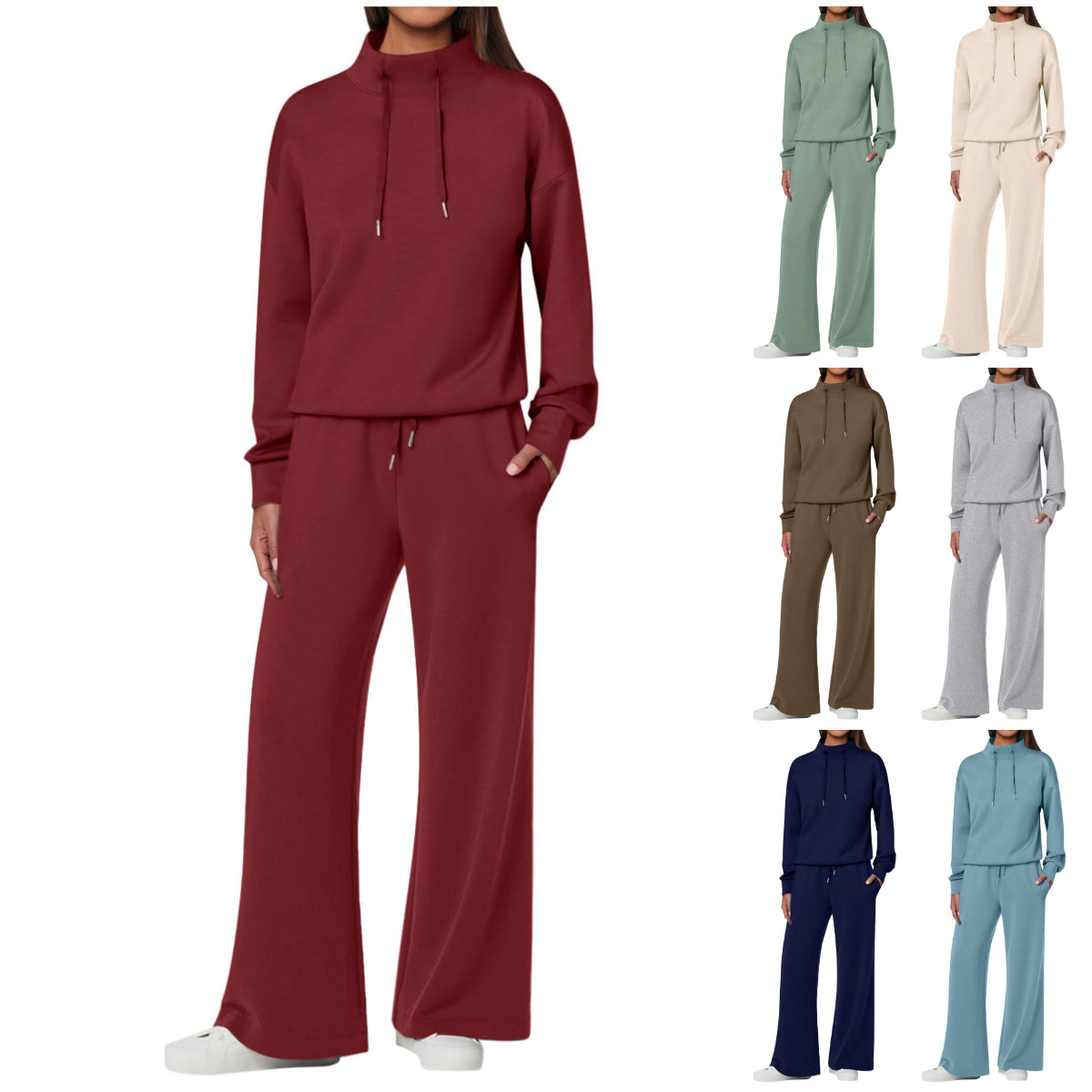 NOVITÀ 🔥 Completo da donna in cotone due pezzi con felpa oversize con coulisse e pantaloni della tuta a gamba larga, set casual