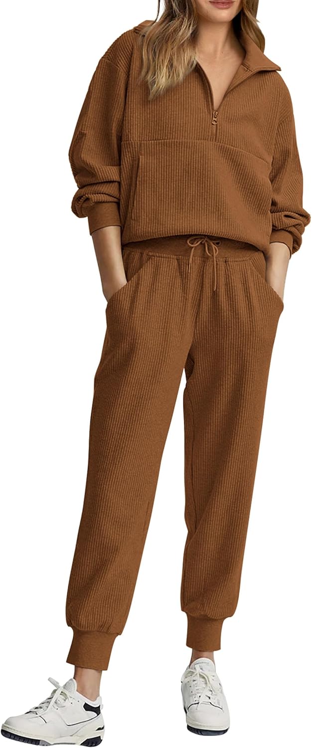 NOVITÀ 🔥 Completo casual due pezzi da donna in cotone: felpa oversize con coulisse e pantaloni della tuta a gamba larga