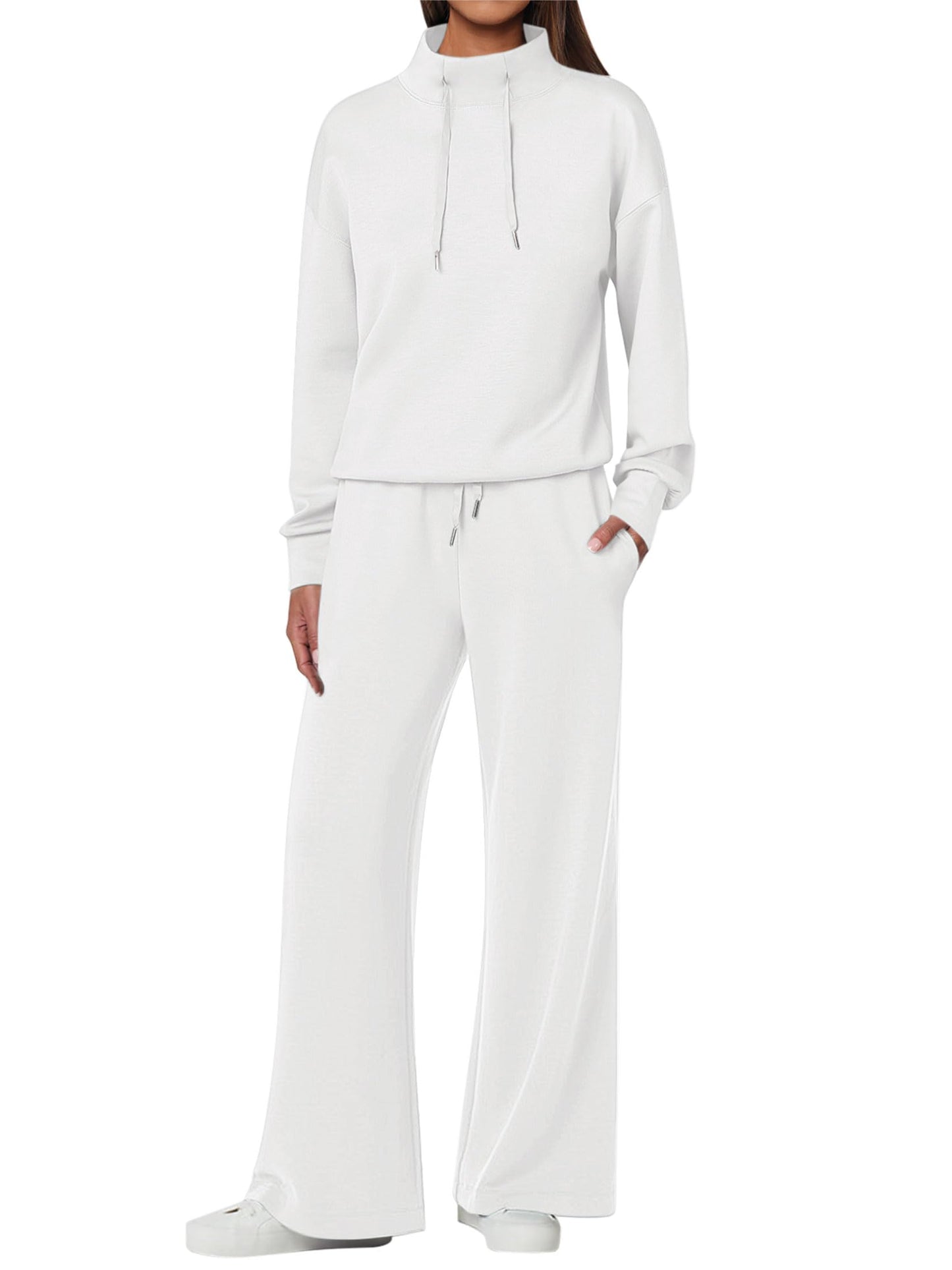 NOVITÀ 🔥 Completo da donna in cotone due pezzi con felpa oversize con coulisse e pantaloni della tuta a gamba larga, set casual