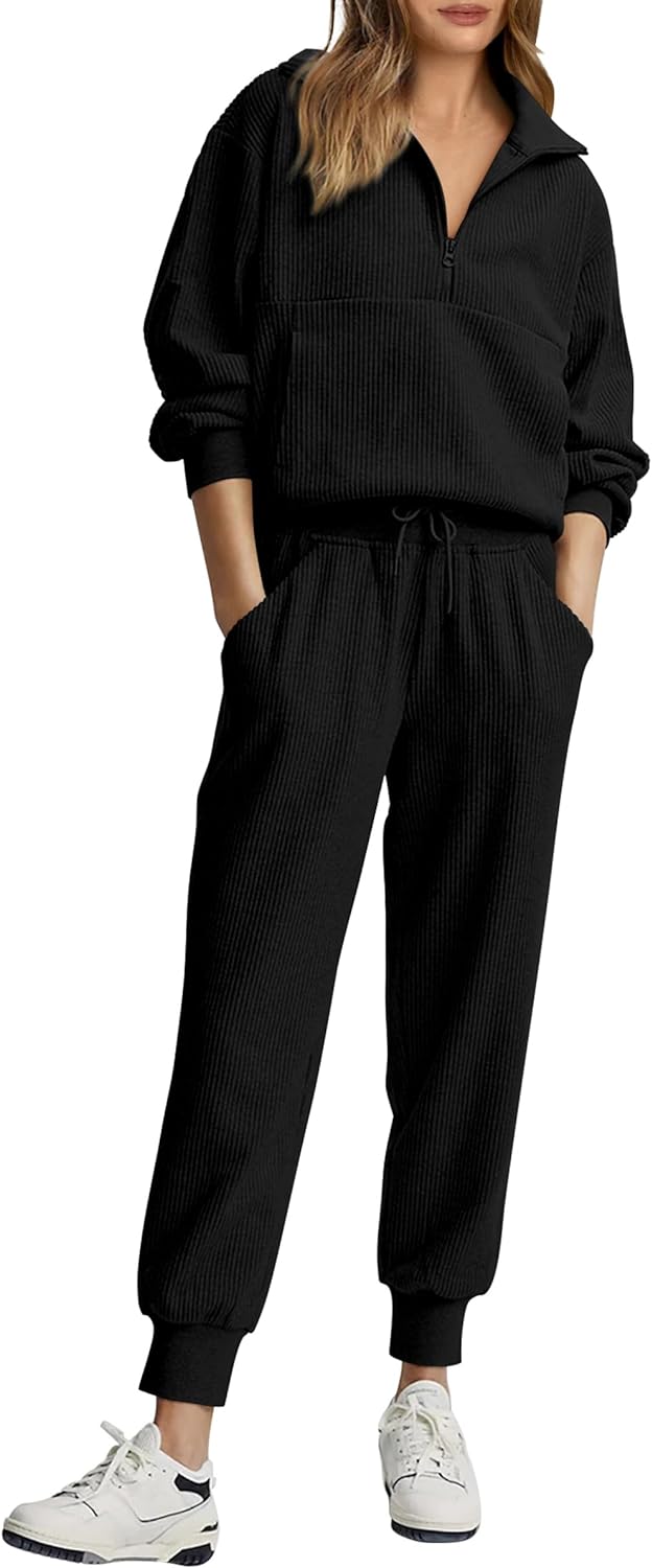 NOVITÀ 🔥 Completo casual due pezzi da donna in cotone: felpa oversize con coulisse e pantaloni della tuta a gamba larga