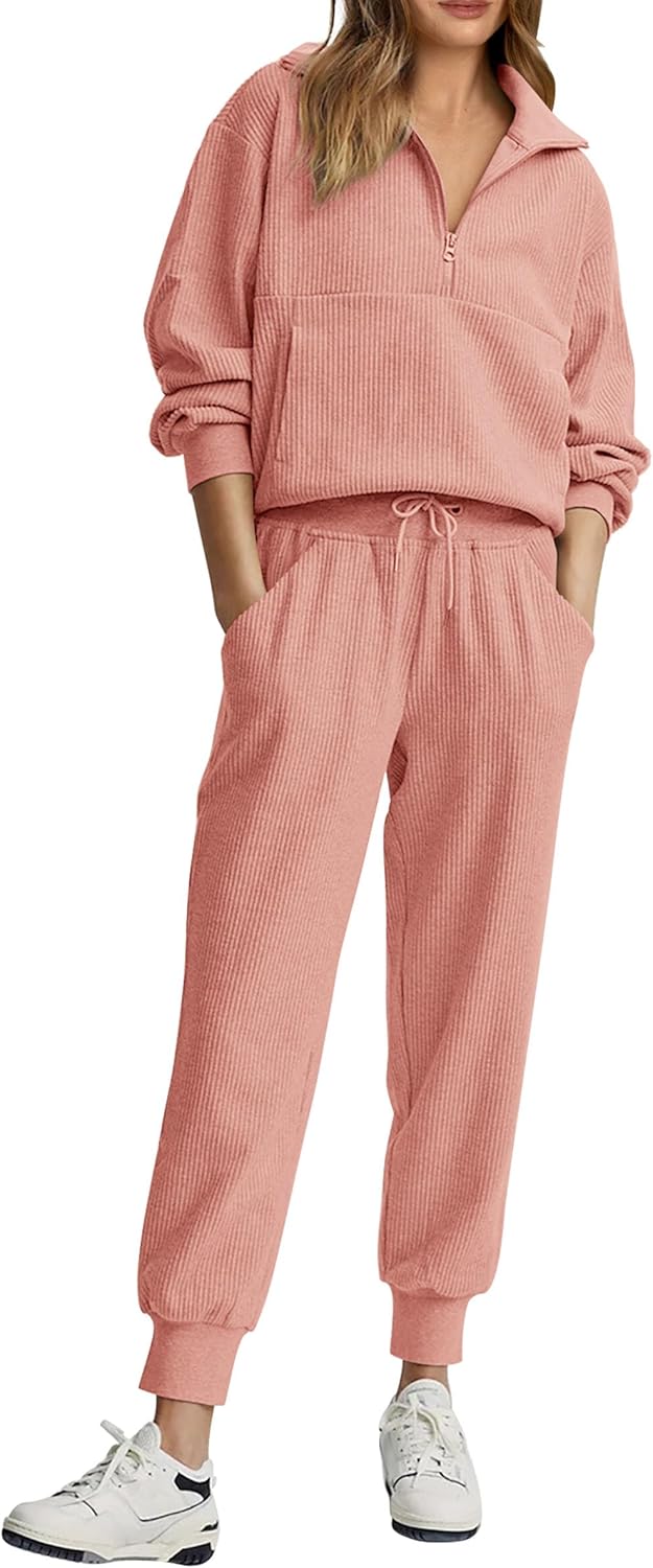 NOVITÀ 🔥 Completo casual due pezzi da donna in cotone: felpa oversize con coulisse e pantaloni della tuta a gamba larga
