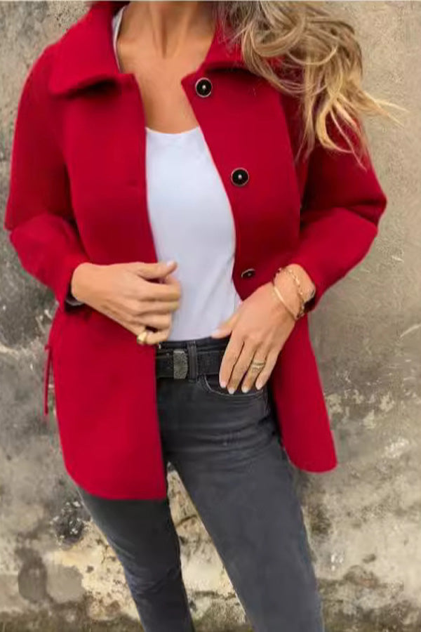 Cappotto Donna Casual Quotidiano Tinta Unita Bottoni Colletto alla Coreana Capospalla