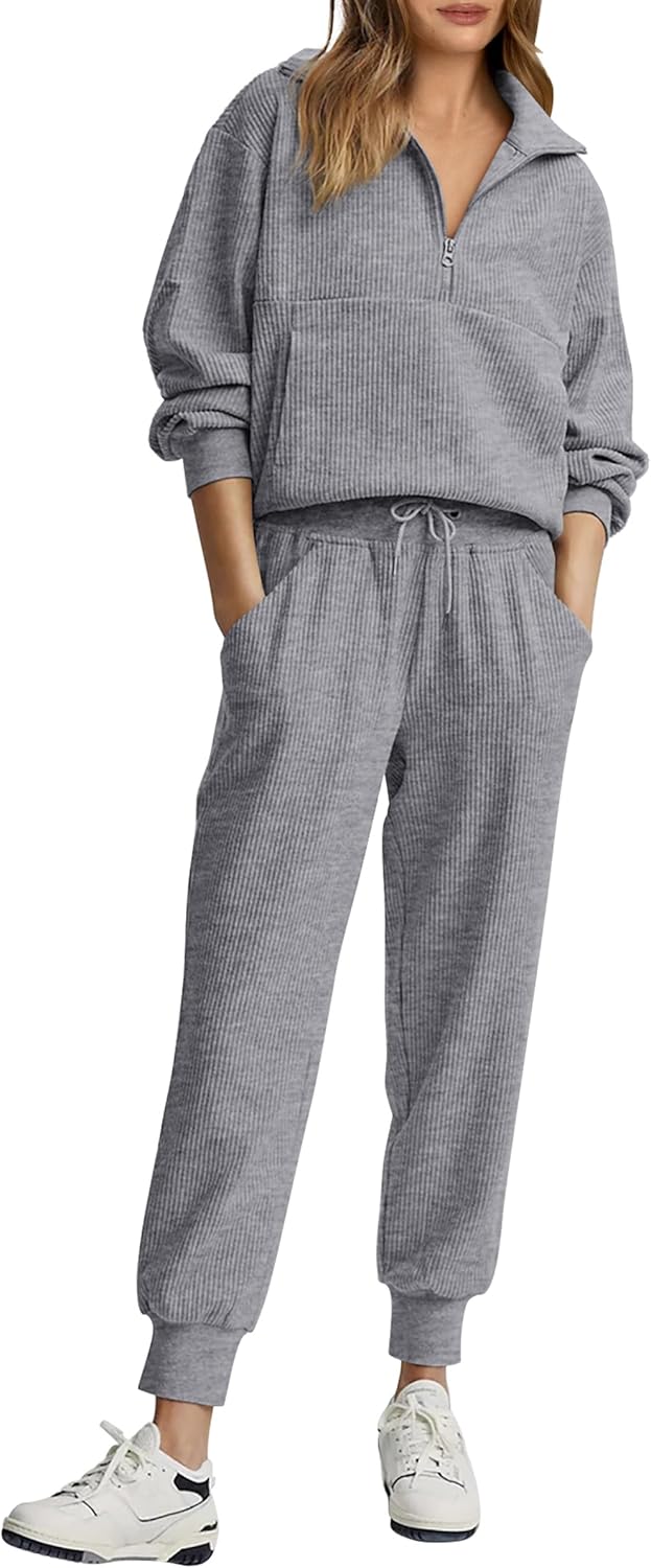 NOVITÀ 🔥 Completo casual due pezzi da donna in cotone: felpa oversize con coulisse e pantaloni della tuta a gamba larga