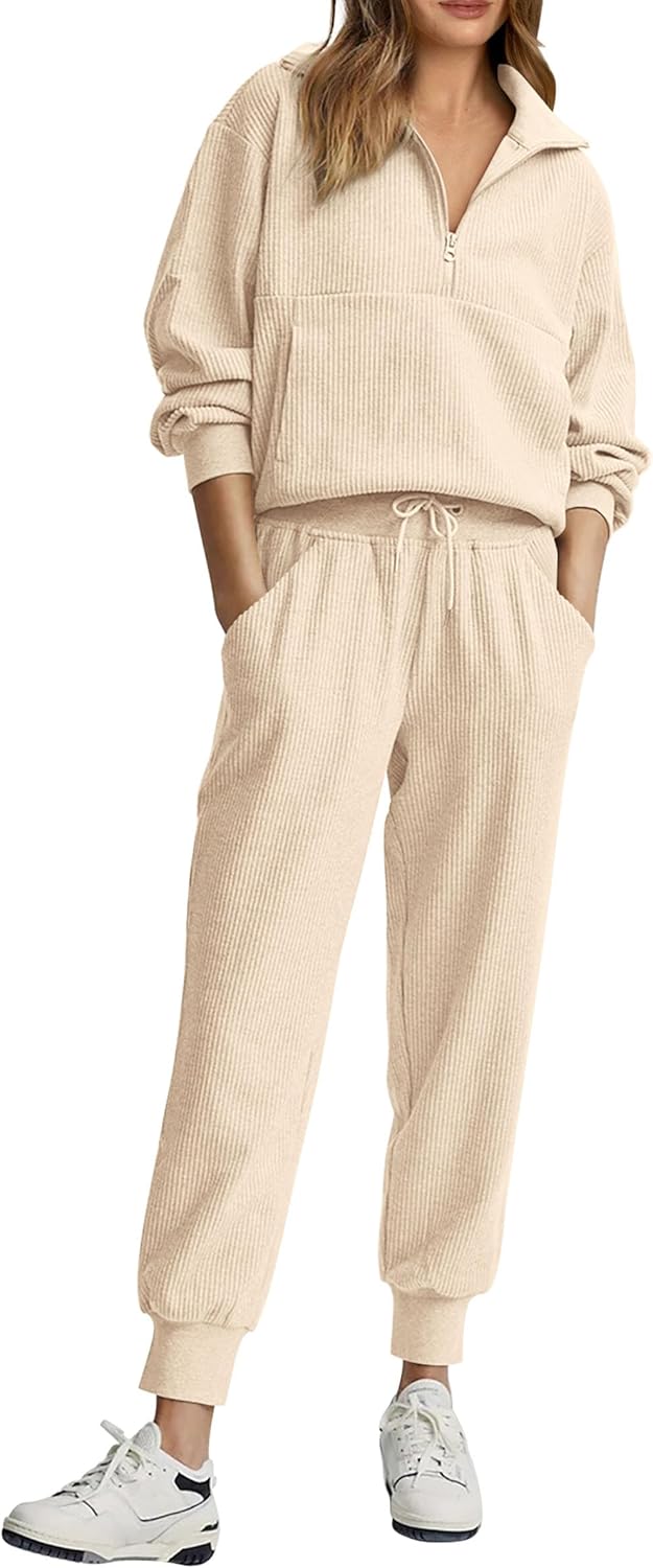 NOVITÀ 🔥 Completo casual due pezzi da donna in cotone: felpa oversize con coulisse e pantaloni della tuta a gamba larga