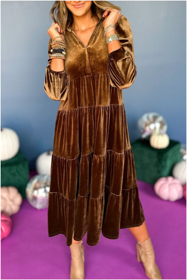 Vestito di velluto scollo a V
