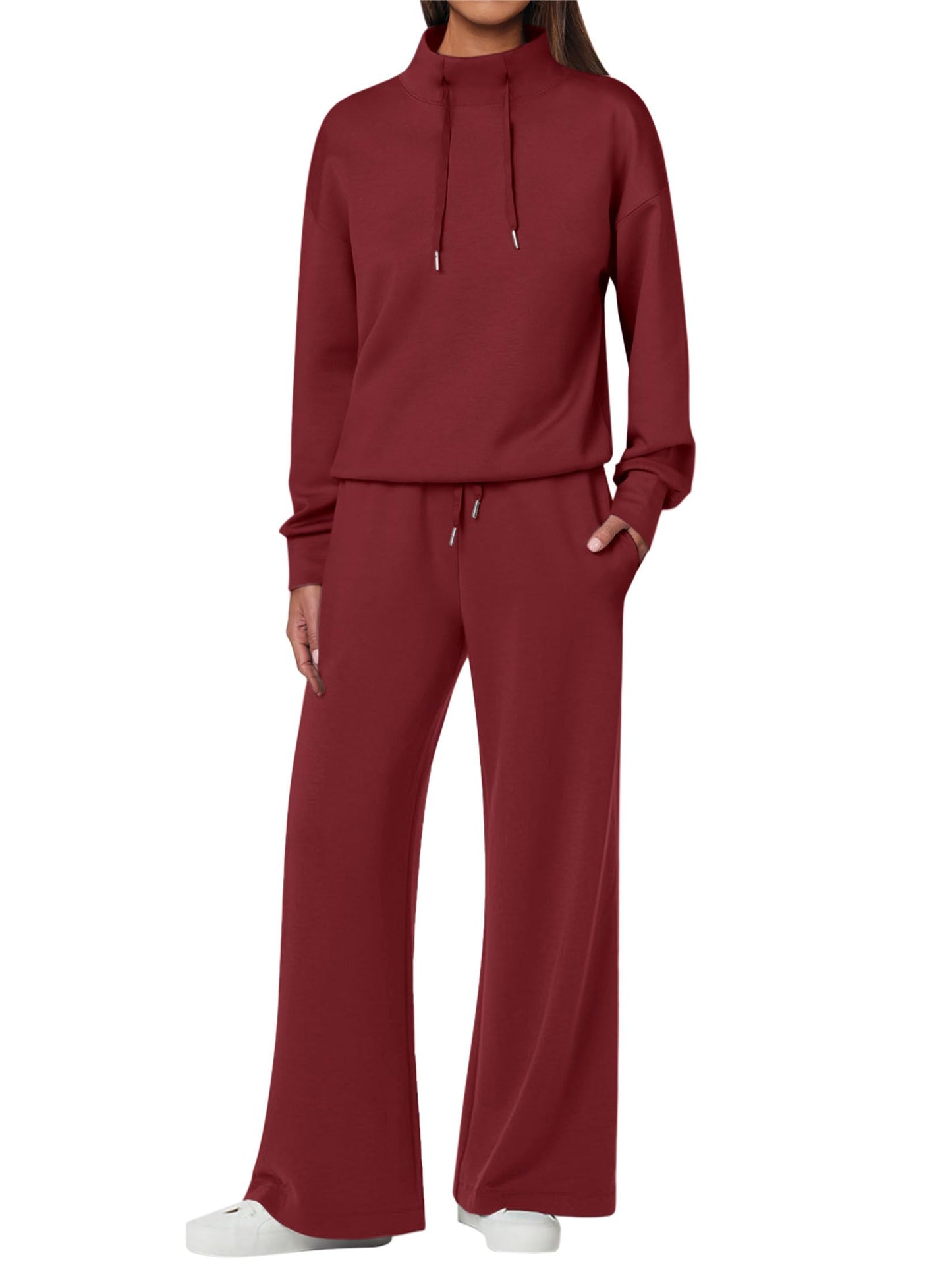 NOVITÀ 🔥 Completo da donna in cotone due pezzi con felpa oversize con coulisse e pantaloni della tuta a gamba larga, set casual