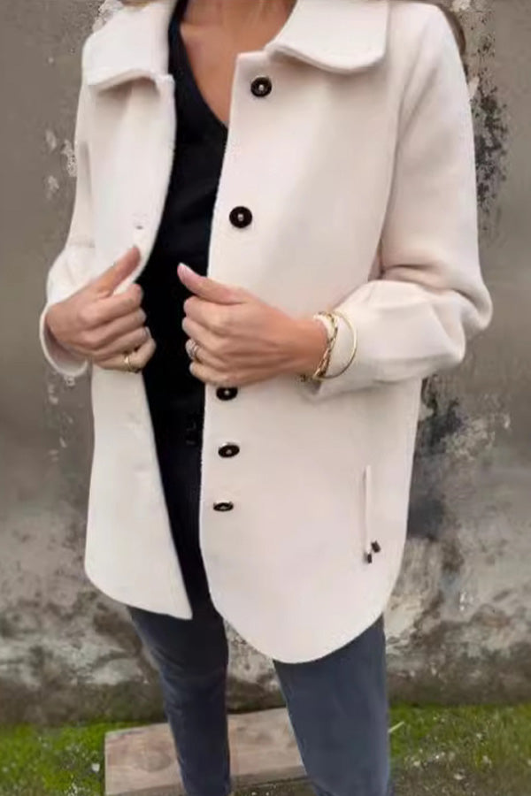 Cappotto Donna Casual Quotidiano Tinta Unita Bottoni Colletto alla Coreana Capospalla