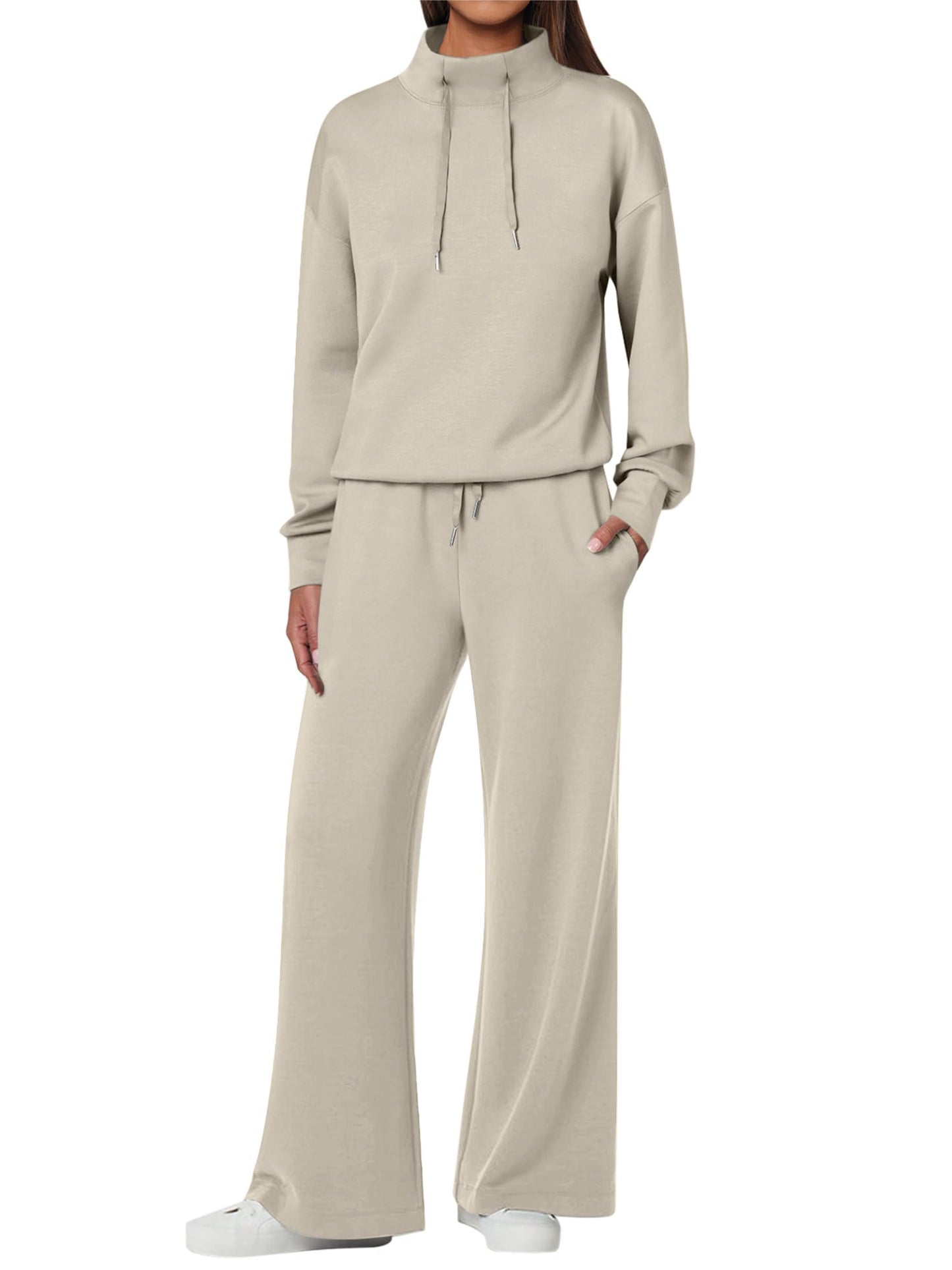 NOVITÀ 🔥 Completo da donna in cotone due pezzi con felpa oversize con coulisse e pantaloni della tuta a gamba larga, set casual
