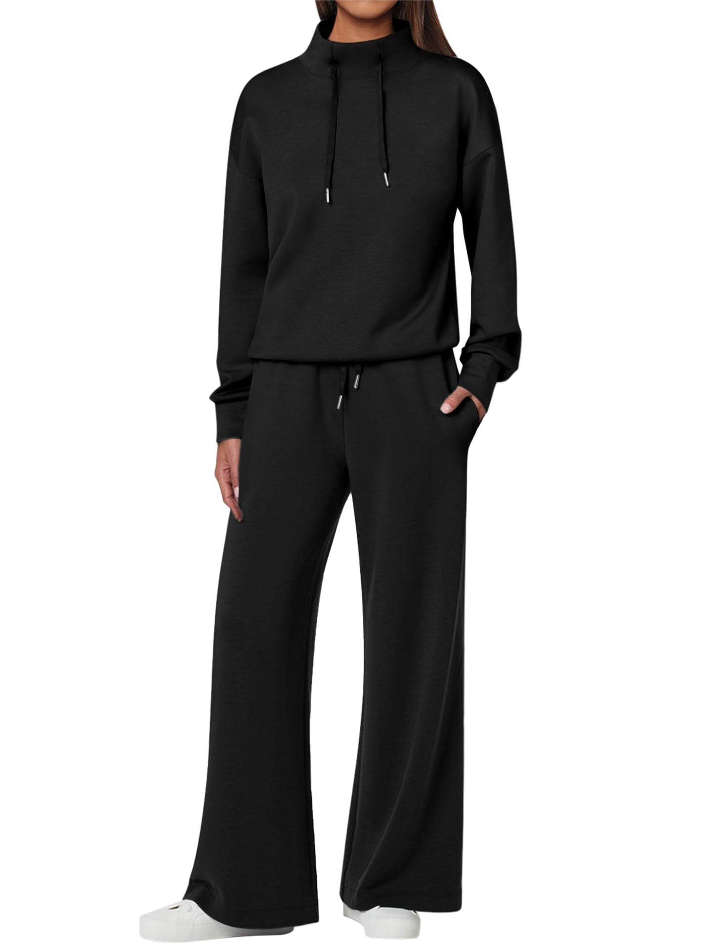 NOVITÀ 🔥 Completo da donna in cotone due pezzi con felpa oversize con coulisse e pantaloni della tuta a gamba larga, set casual