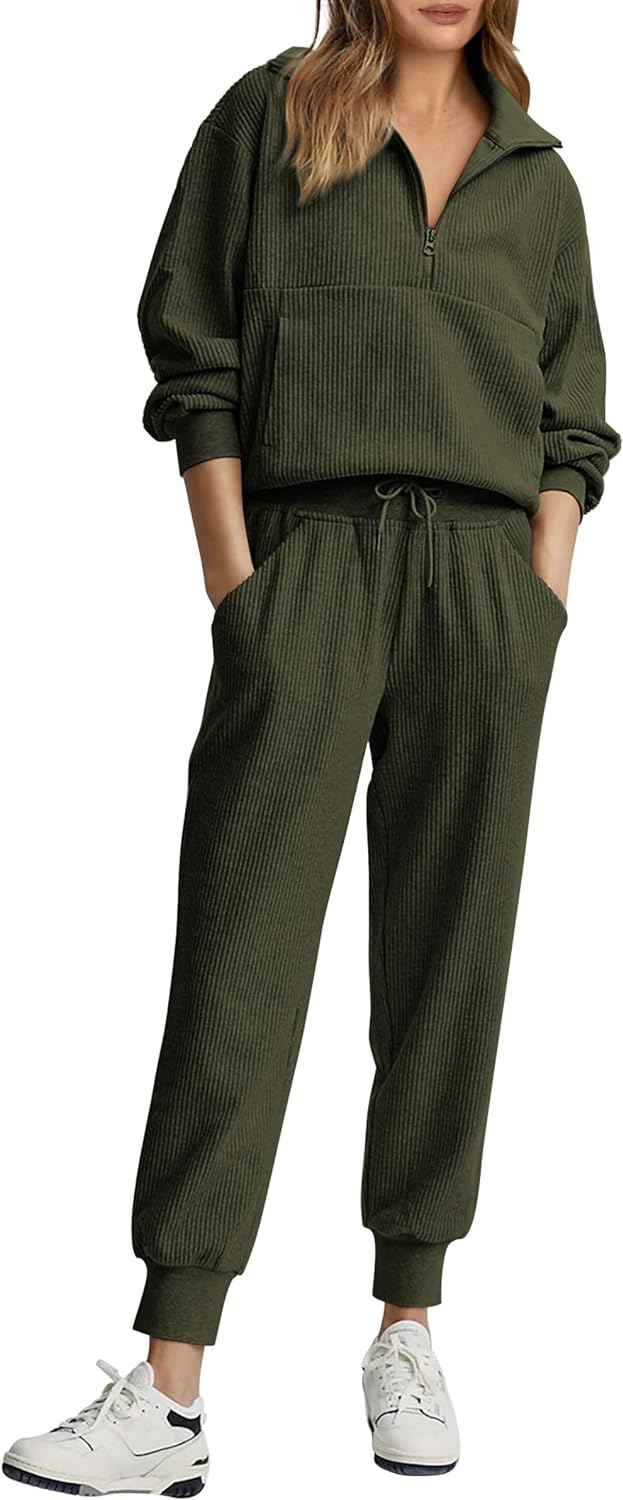 NOVITÀ 🔥 Completo casual due pezzi da donna in cotone: felpa oversize con coulisse e pantaloni della tuta a gamba larga